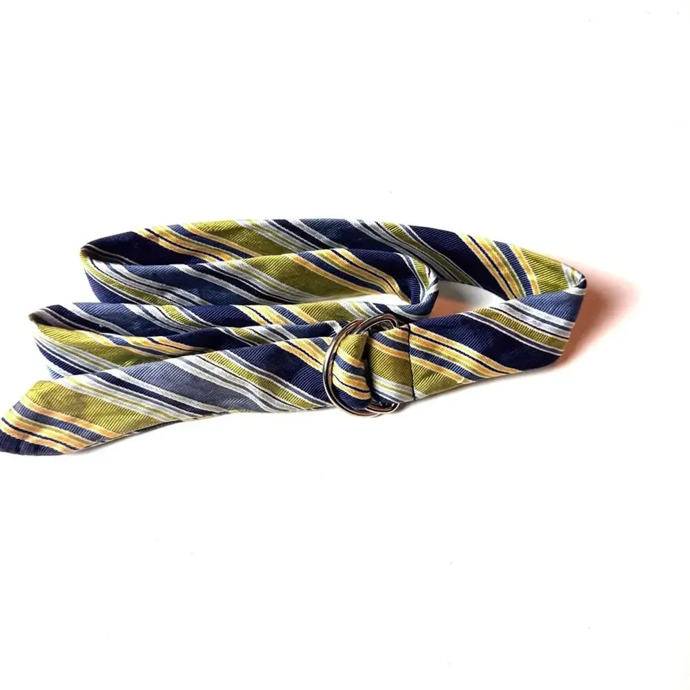 Old Navy  VIntage Y2K Style  Adjustable  Blue & Green Silk Tie Belt Sz S